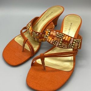 Orange Beaded Silk Slides 10 M